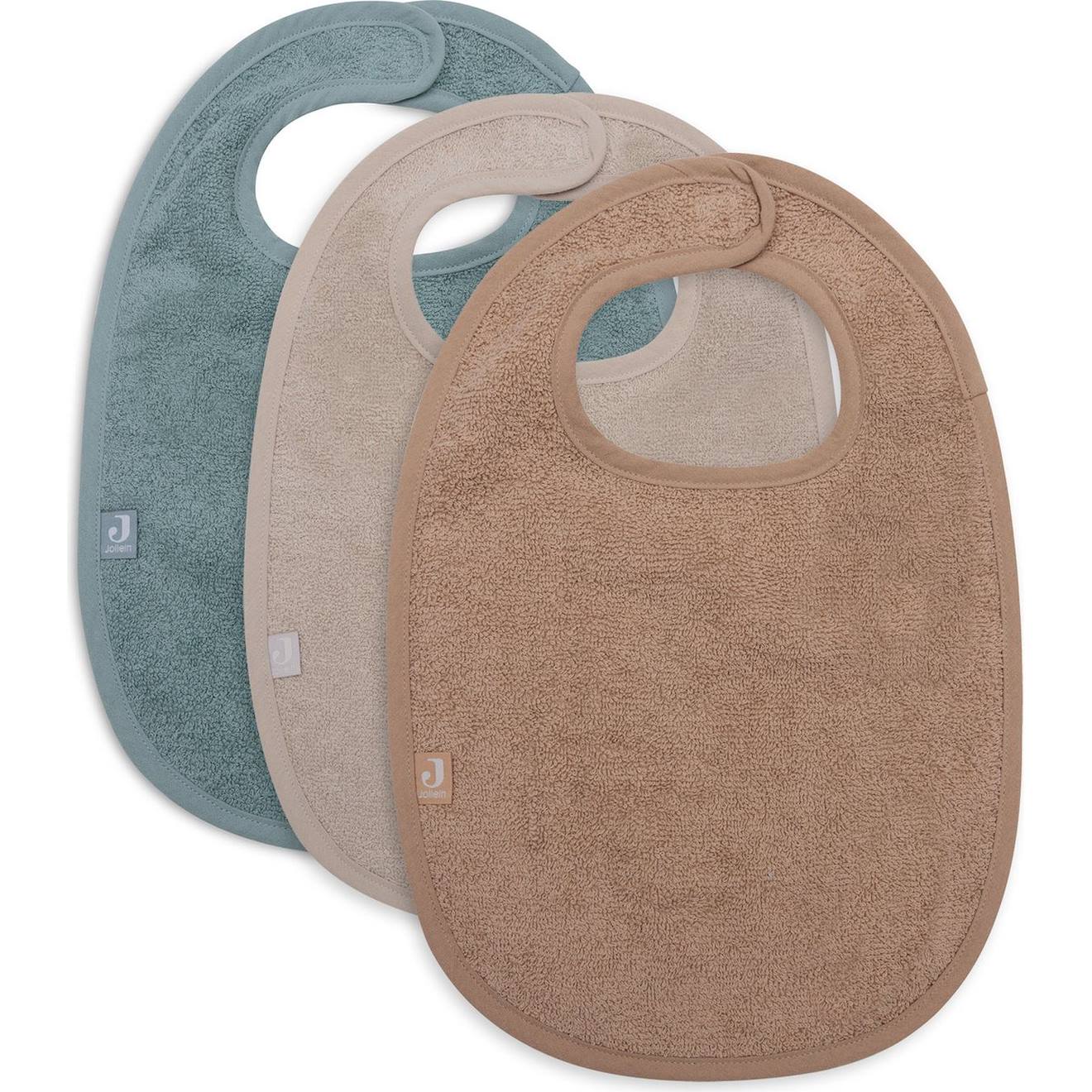 Lot De 3 Bavoirs En Éponge Sea Green-nougat-biscuit Bleu, Beige, Marron