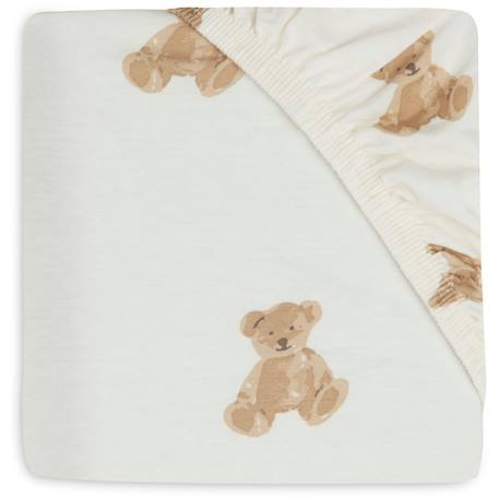 Jollein - Drap housse en jersey 70x140cm / 75x150cm Teddy Bear - Ecru