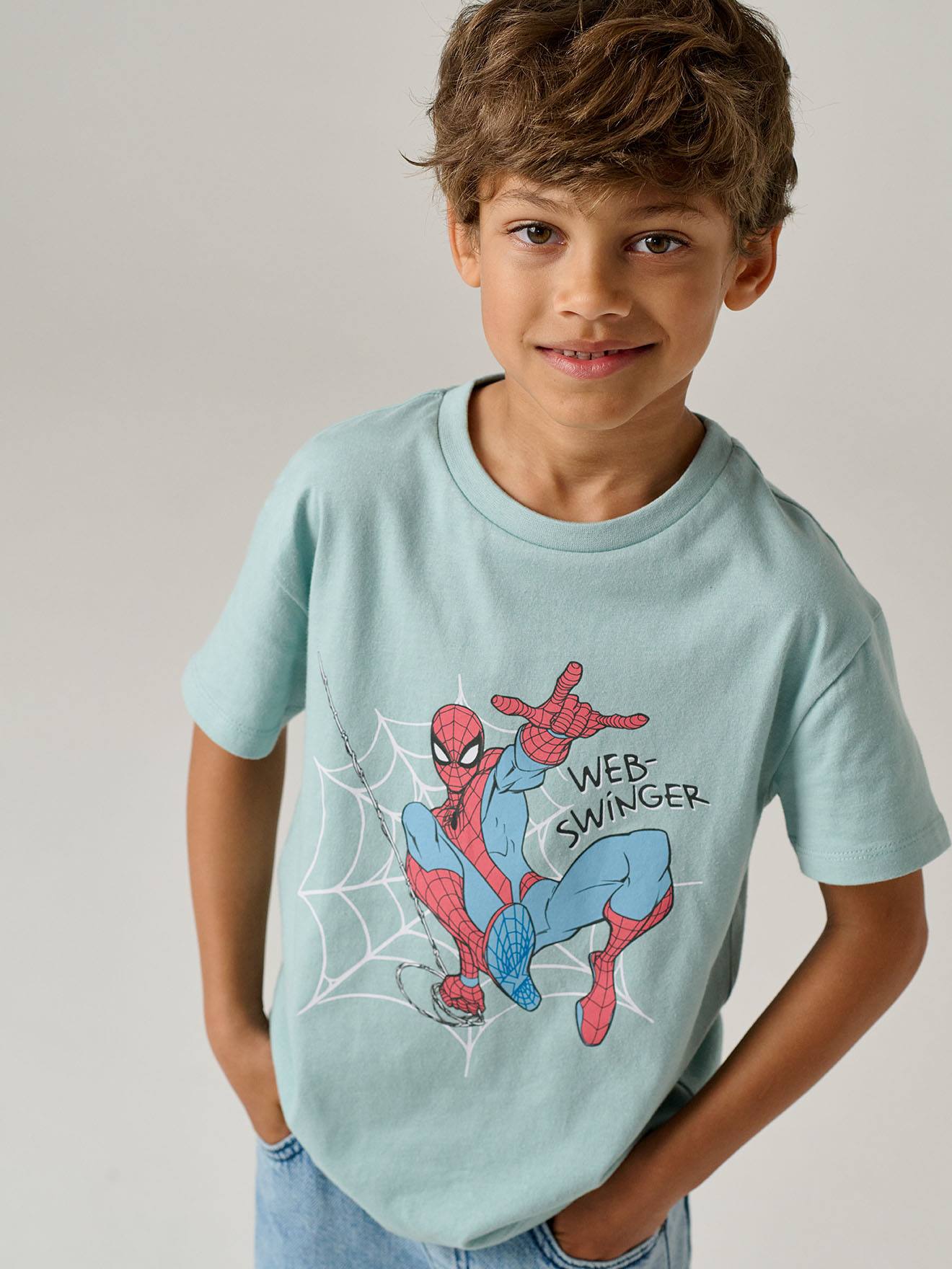 T-shirt Spiderman bleu grisé