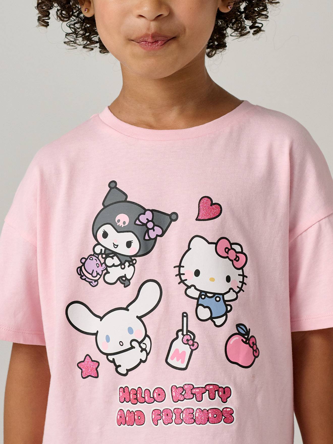 T-shirt manches courtes Hello Kitty rose pâle