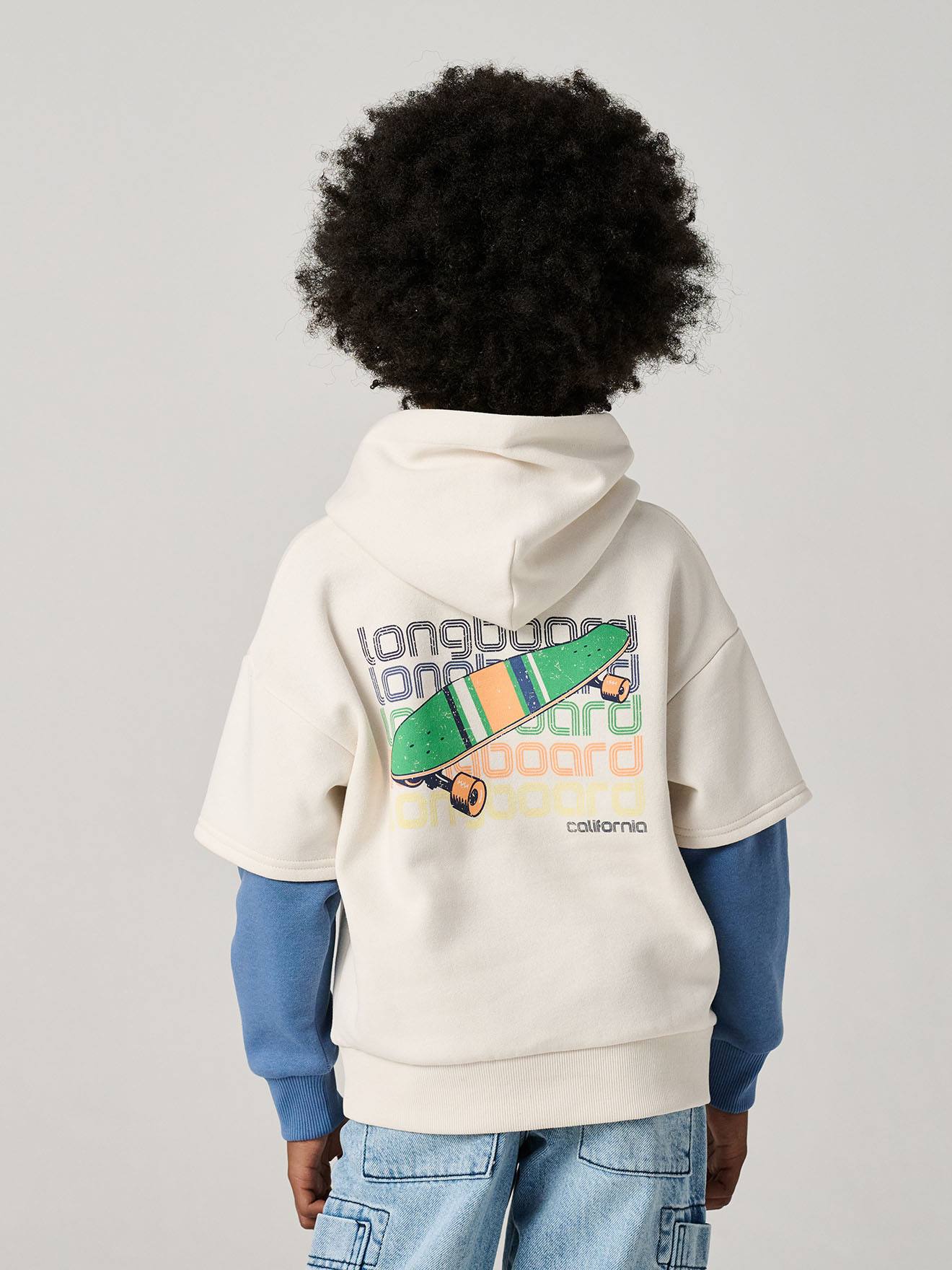 Sweat garçon double manche écru
