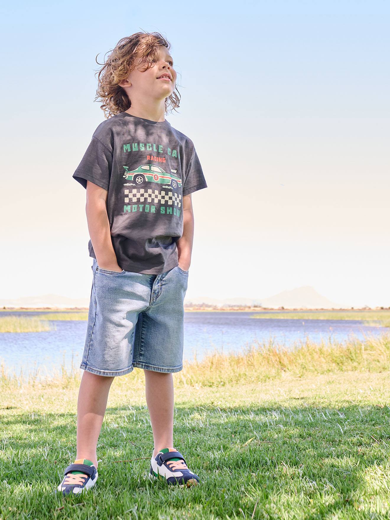Bermuda en denim garçon taille ajustable double stone
