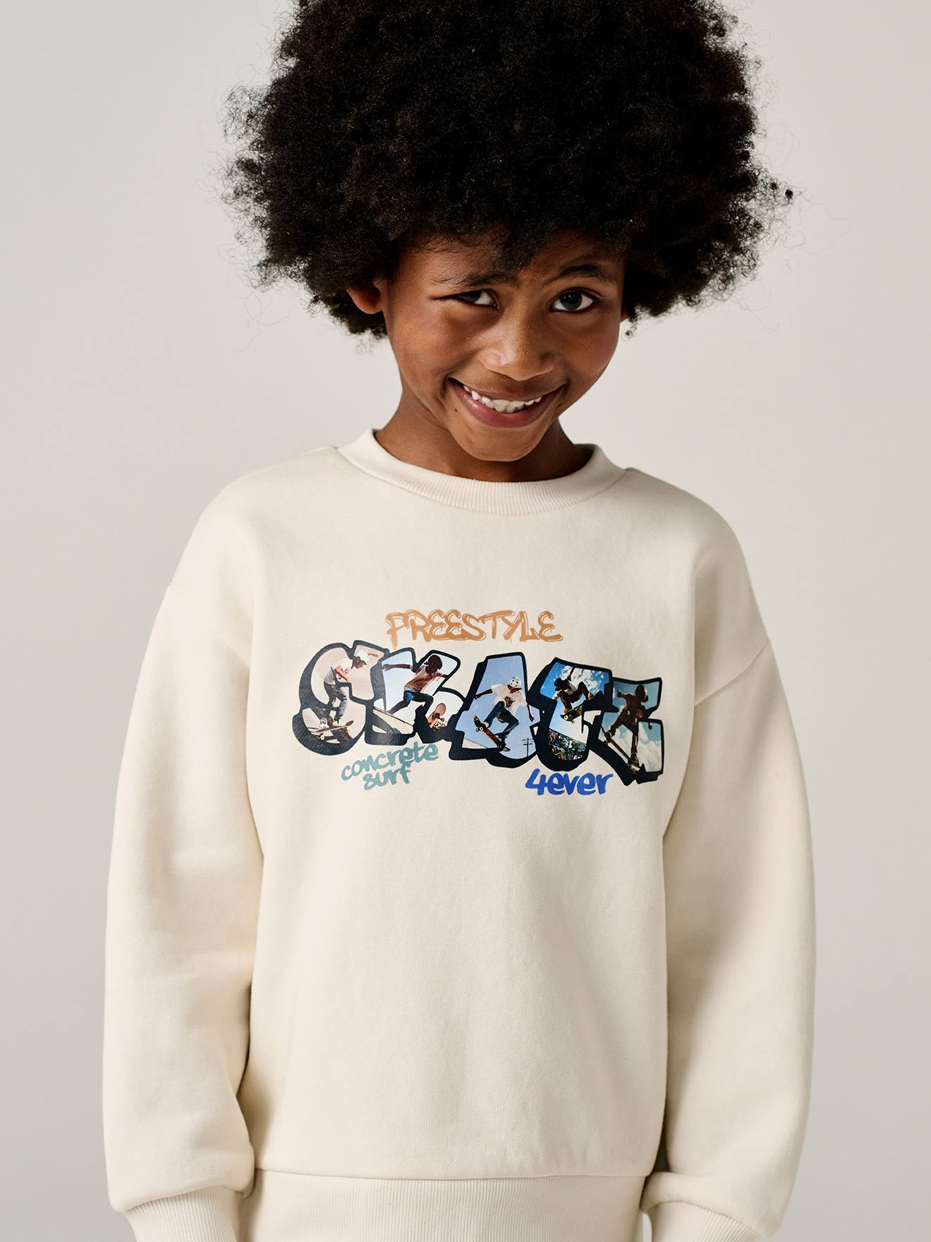Sweat col rond surf écru