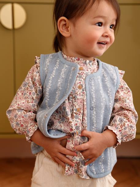 Bébé-Gilet bébé sans manche denim fleurs
