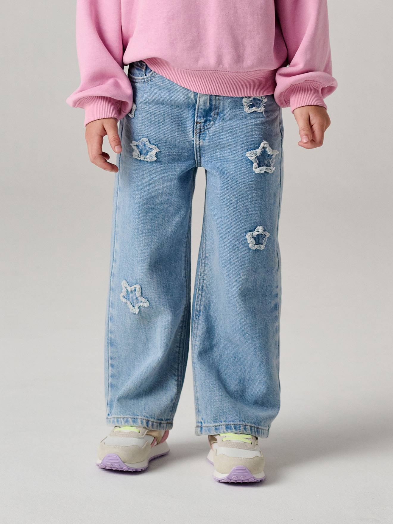 Jean large fille étoiles bleu clair Jean large fille étoiles bleu clair