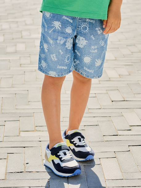 Bermuda garçon jean facile à enfiler bleu imprimé+denim gris+double stone+rayé bleu+stone 2 - vertbaudet enfant 