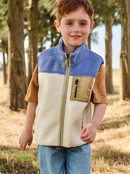 Garçon-Pull, gilet, sweat-Gilet garçon sans manches en sherpa