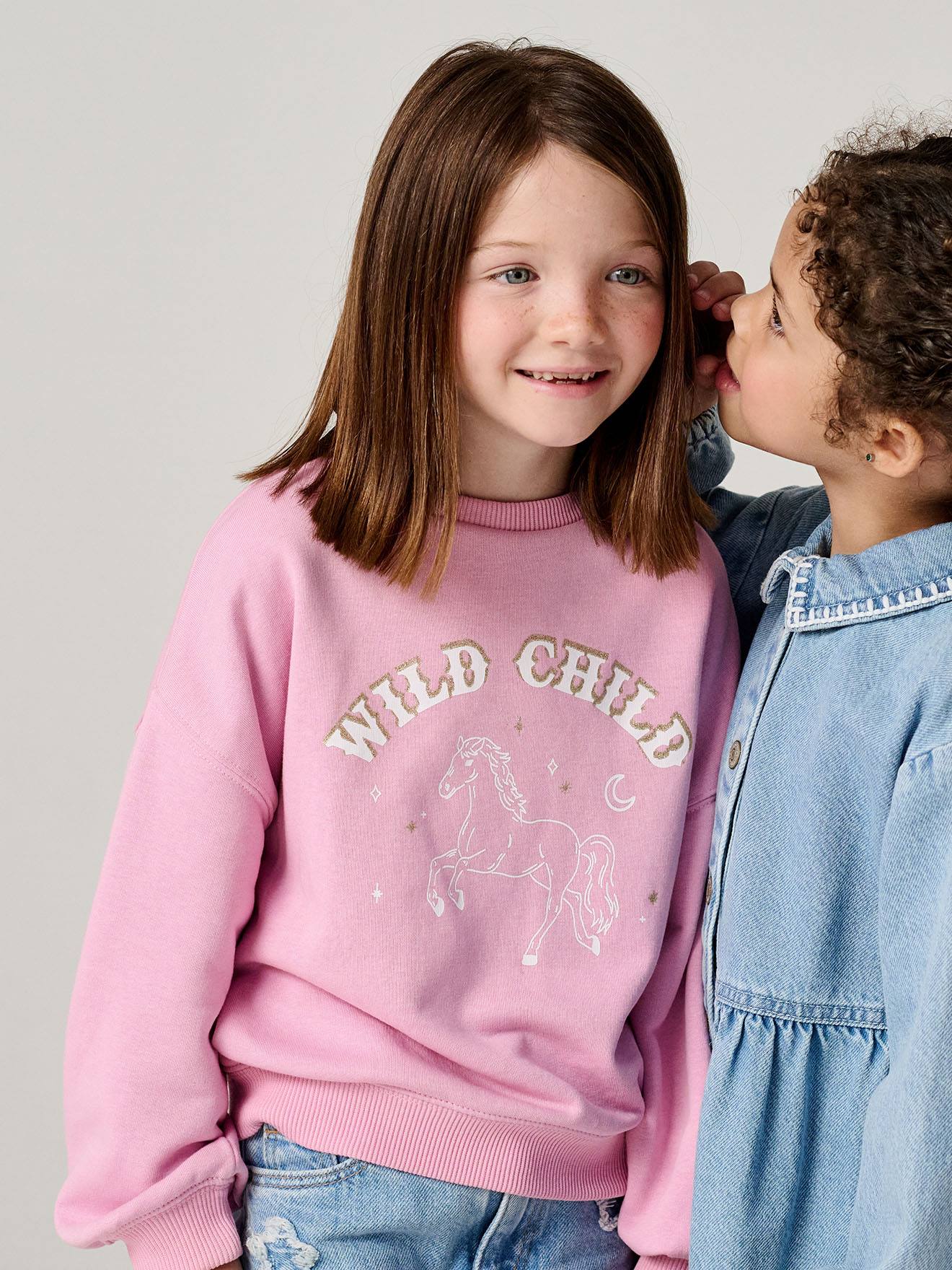 Sweat fille manches longues mauve