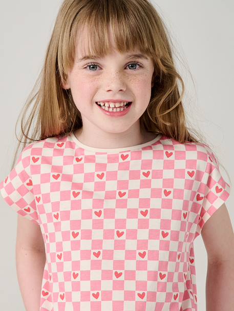 Fille-T-shirt fille imprimé noeud fantaisie manches courtes