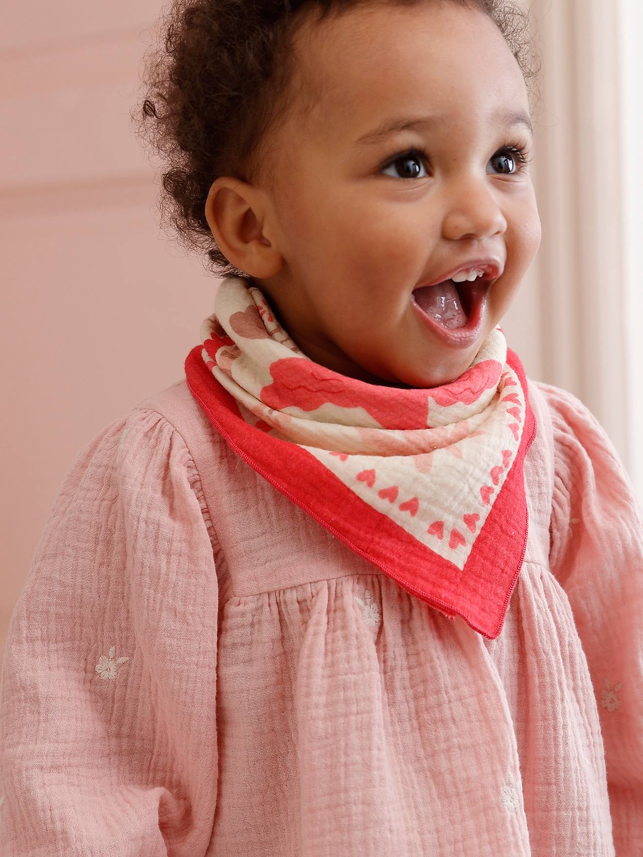 Ensemble bébé blouse et foulard rose