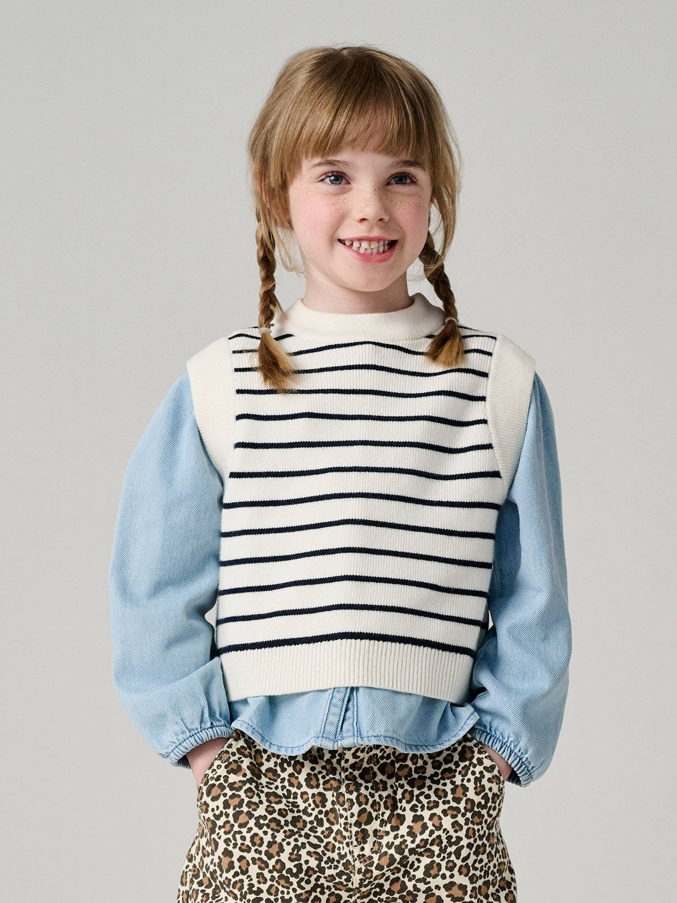 Pull sans manche fille écru