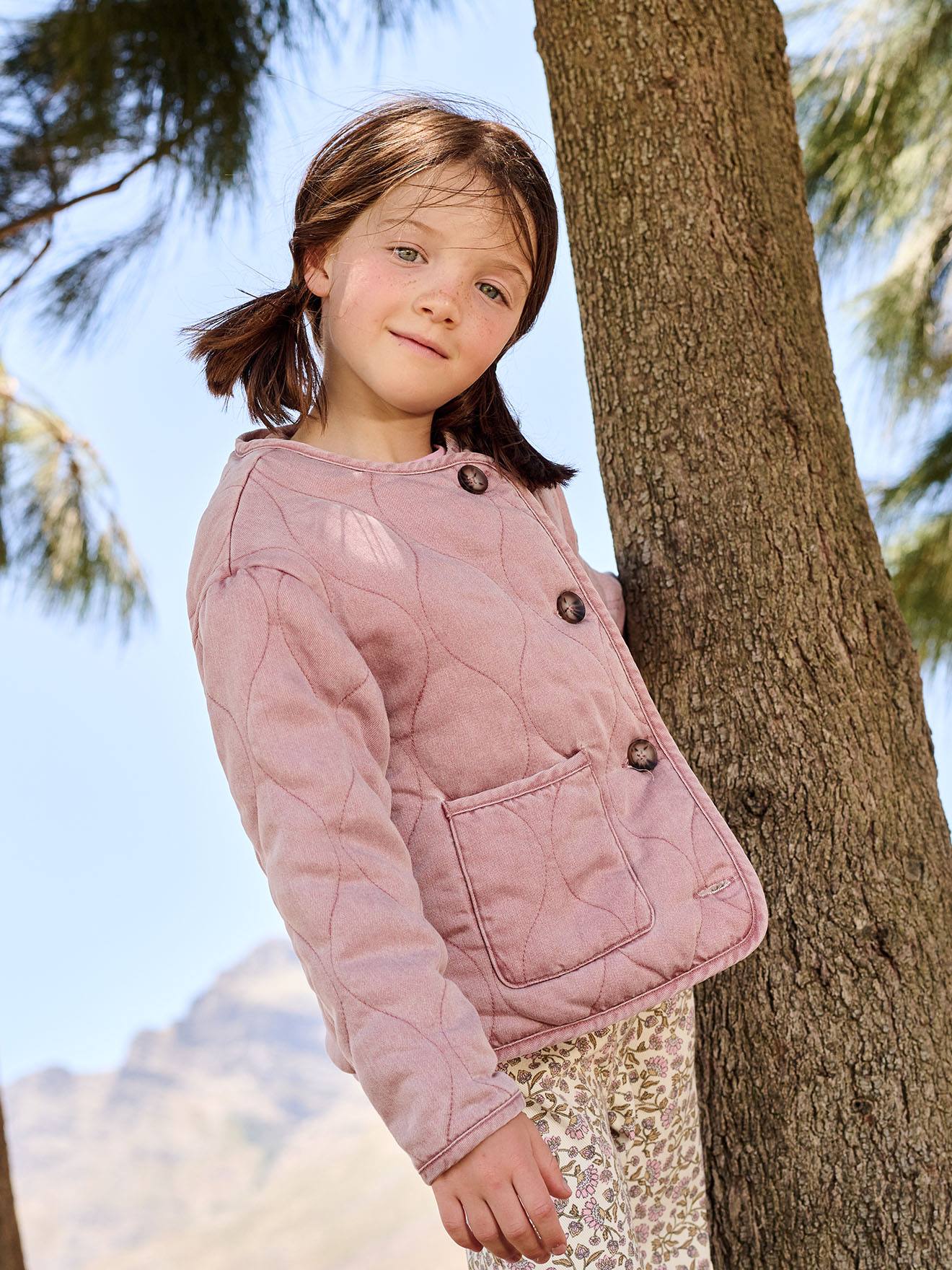Veste matelassée fille doublée sherpa rose