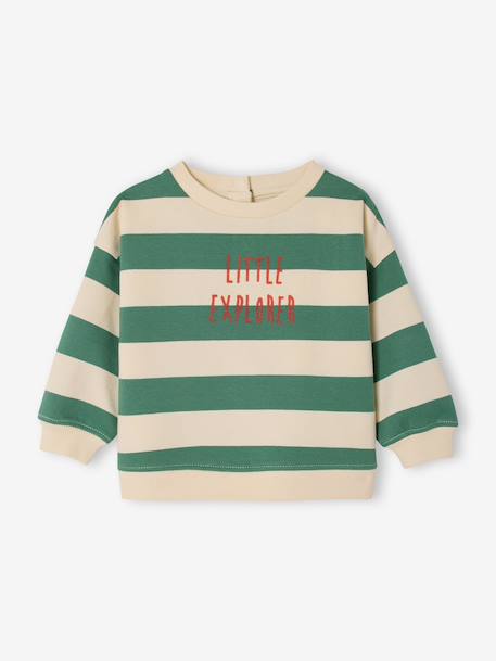 Bébé-Pull, gilet, sweat-Sweat bébé manches longues rayés