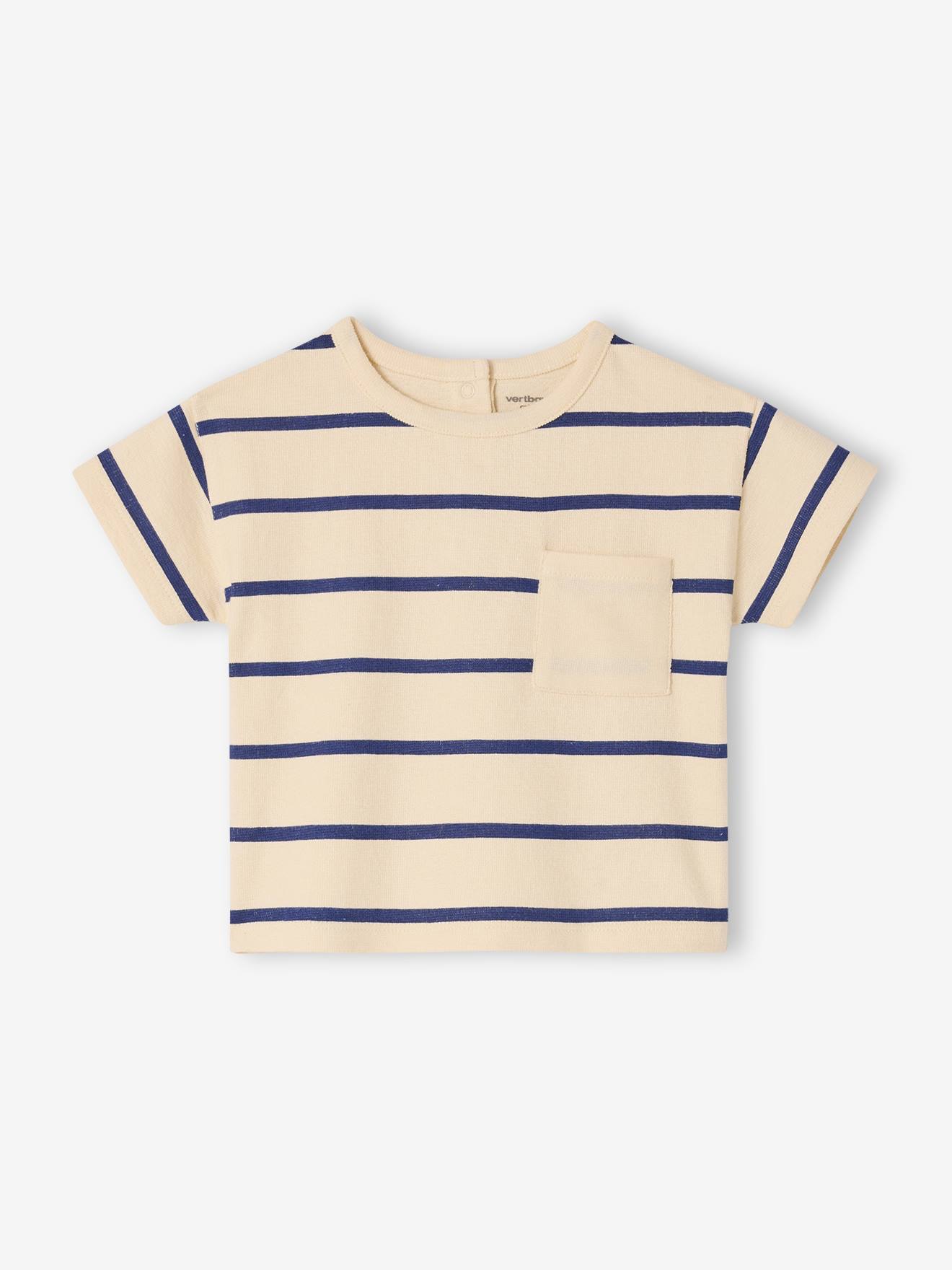T-shirt bébé rayé en coton rayé bleu