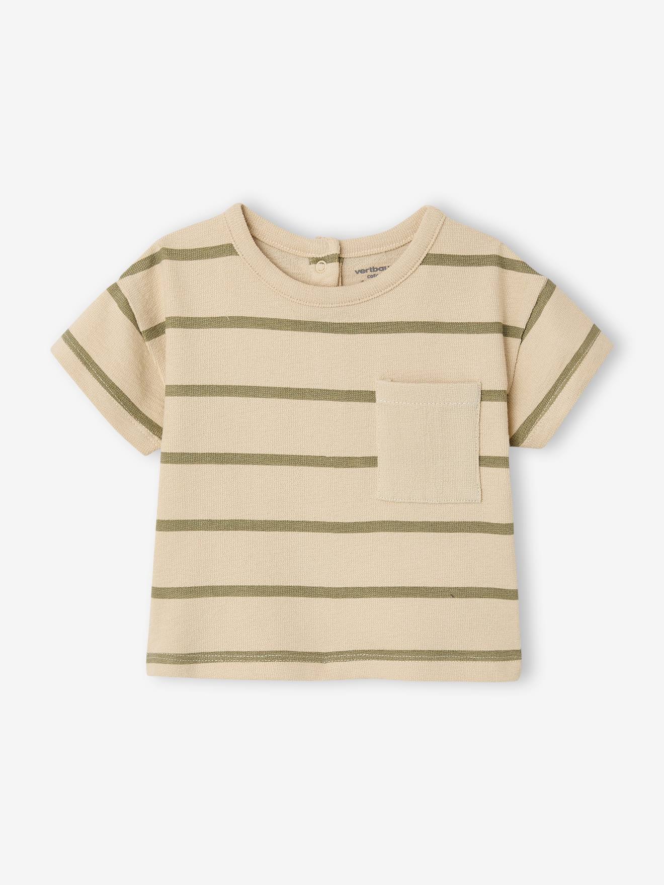 T-shirt bébé rayé en coton rayé vert
