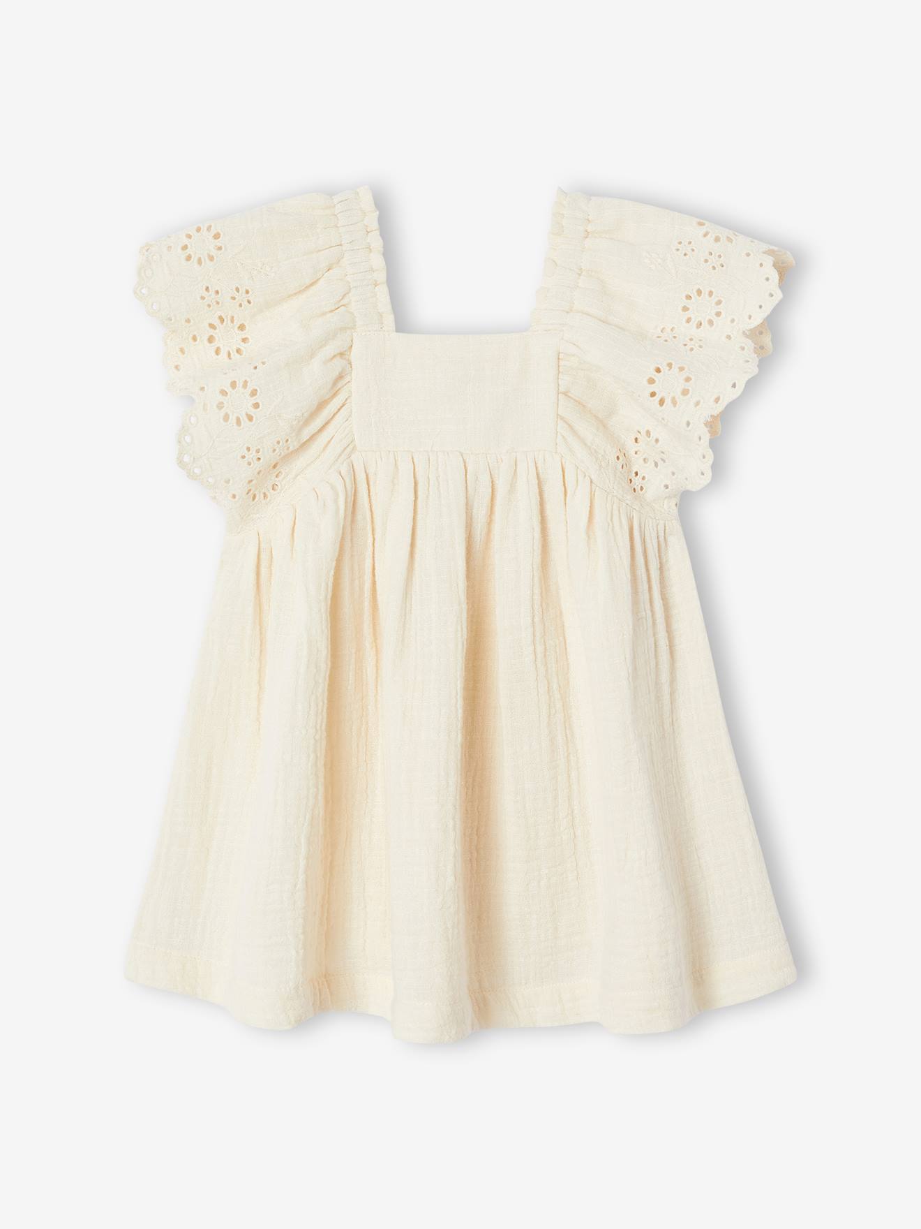 Robe bébé en gaze de coton écru