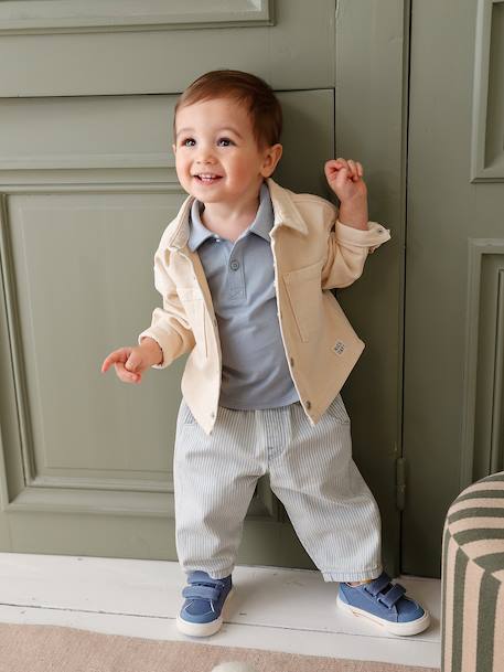 Surchemise bébé pressionnée sable+taupe 9 - vertbaudet enfant 
