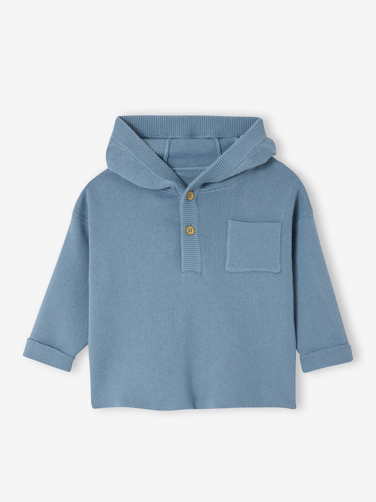 Pull à capuche bébé bleu jean