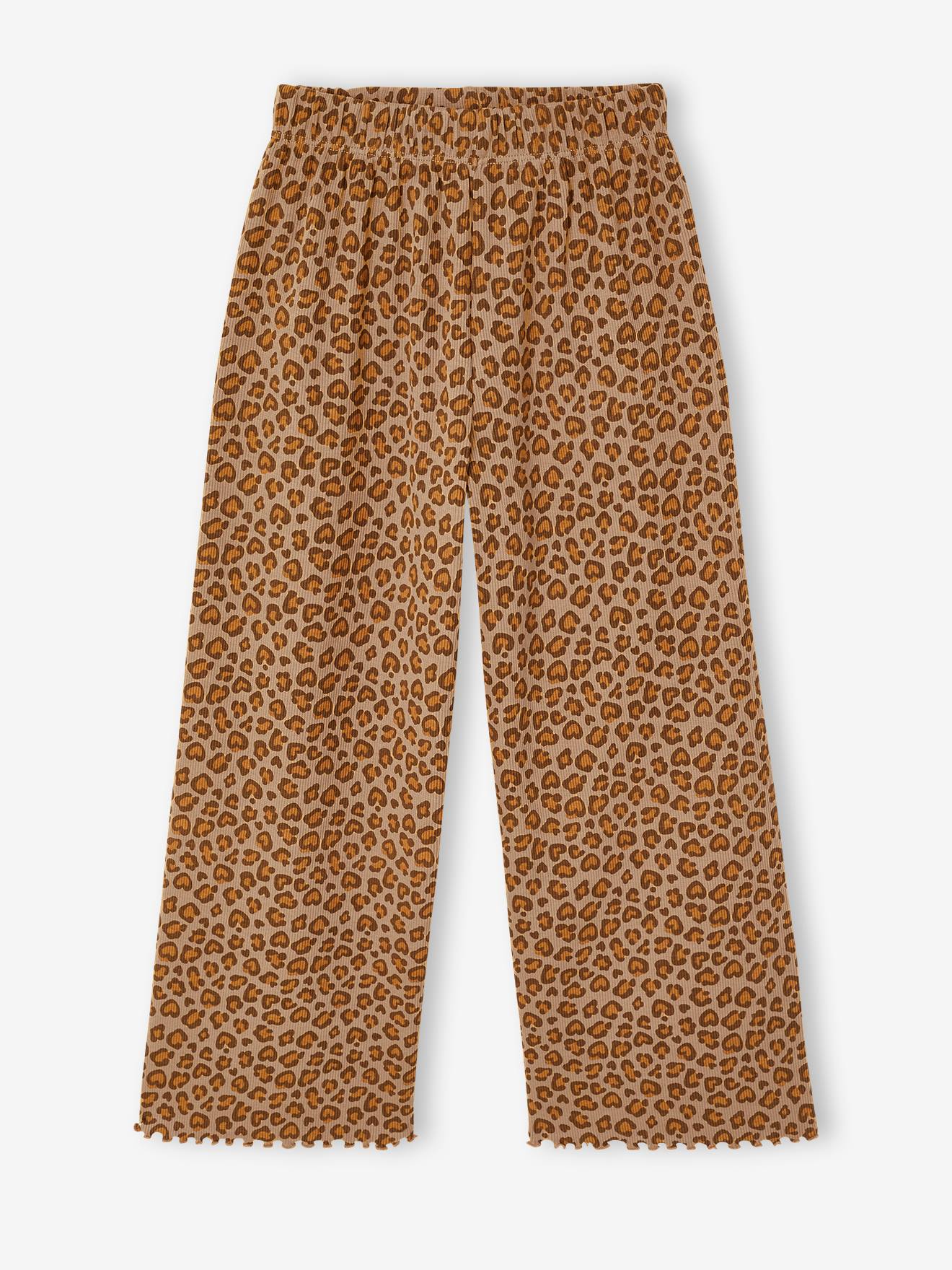 Legging fille en maille côtelé beige