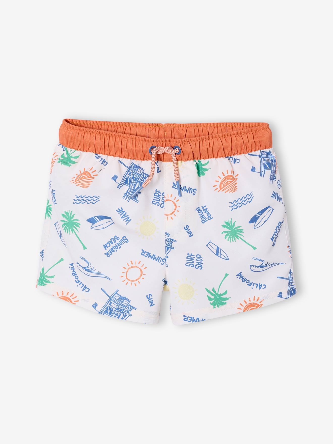 Short de bain garçon surf blanc chiné
