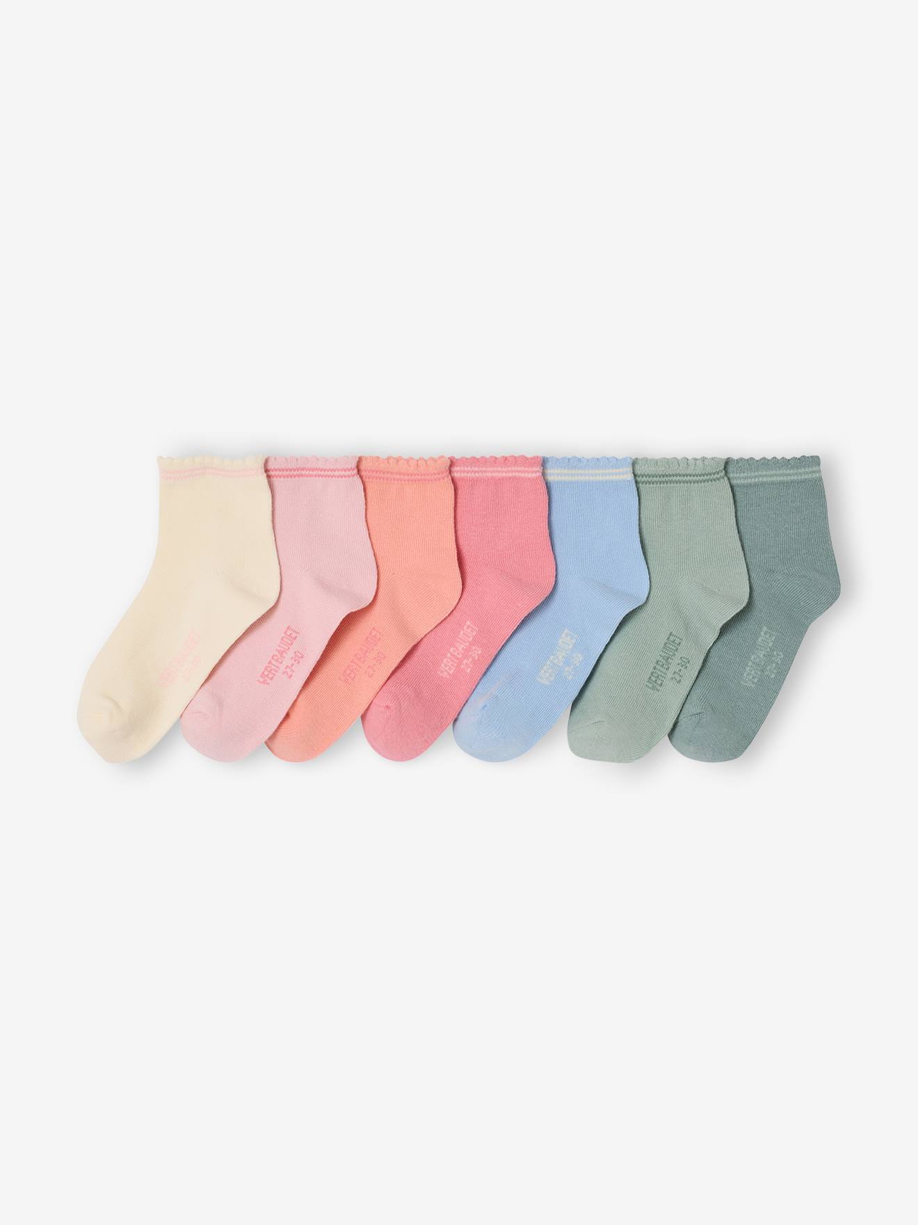 Lot de 7 paires de mi-chaussettes fille BASICS bois de rose 8 €