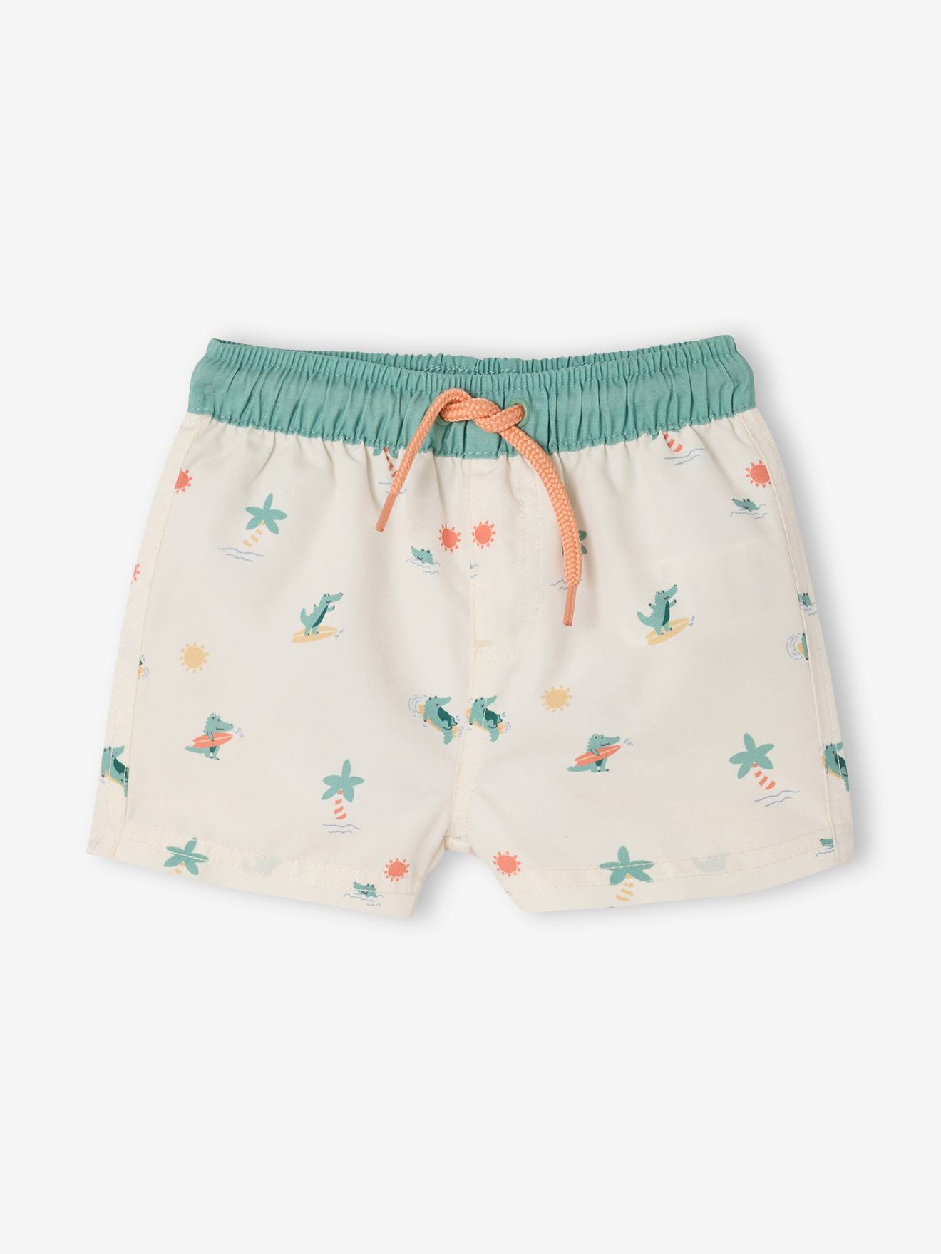 Short de bain bébé croco écru