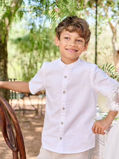 Garçon-Chemise en lin col Mao garçon