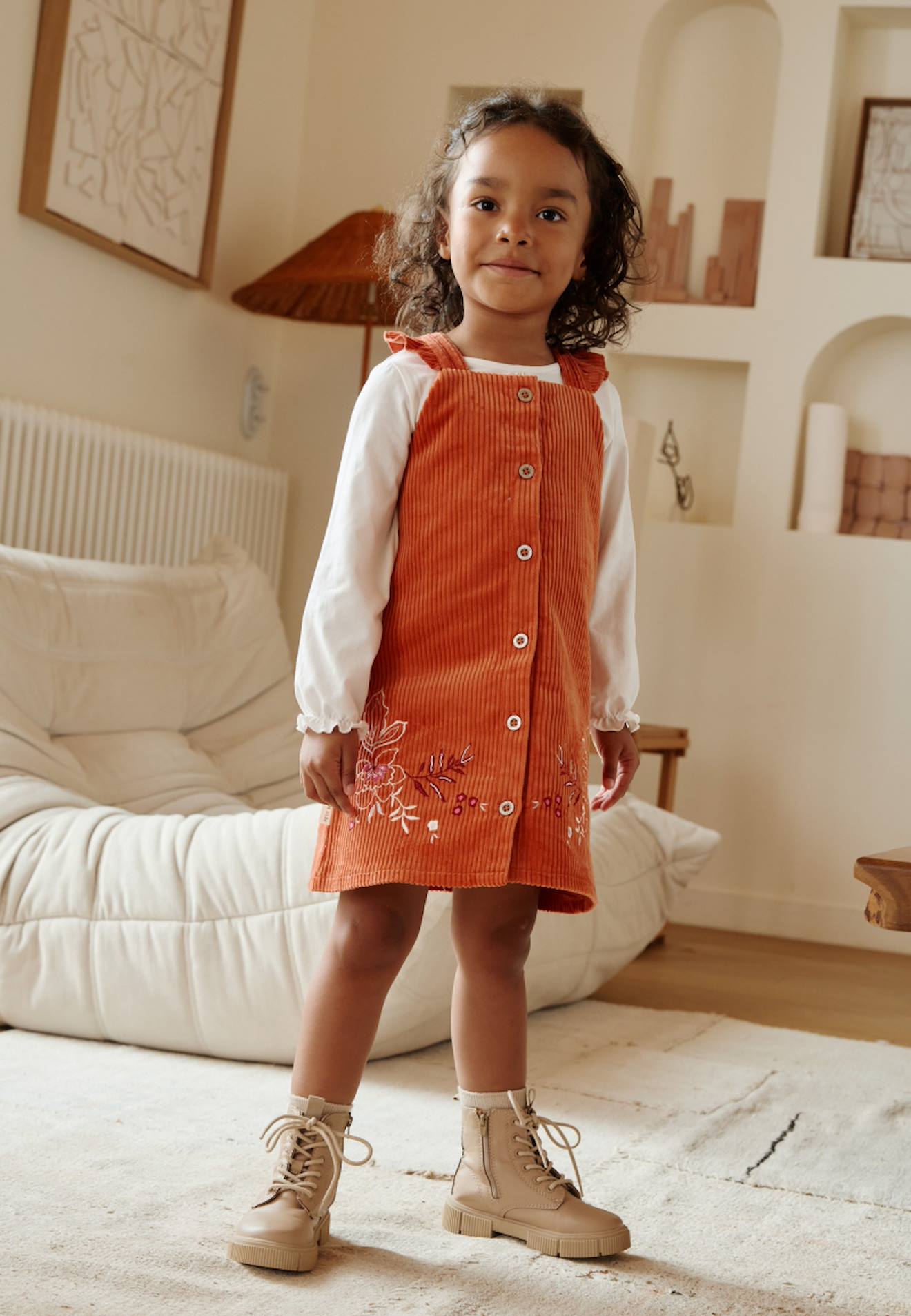 Robe en velours côtelé manouk orange