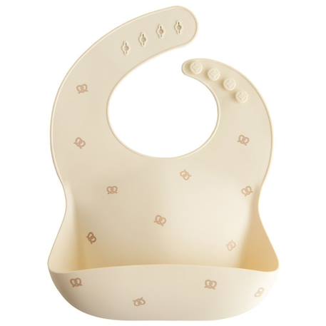 Mushie - Bavoir À Poche En Silicone Pretzel Ecru, Marron