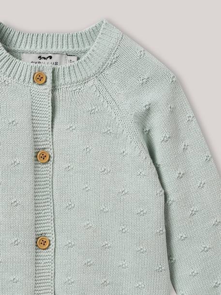 Cardigan maille ajourée bébé - coton biologique Ecru+Jaune pastel+Tangerine+Vert pastel 17 - vertbaudet enfant 