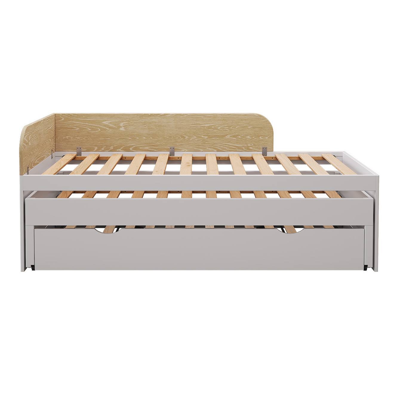 Pack Lit Gigogne Métal 3 Places Avec Matelas Bois Massif Noha Blanc Pack Lit Gigogne Métal 3 Places Avec Matelas Bois Massif Noha Blanc