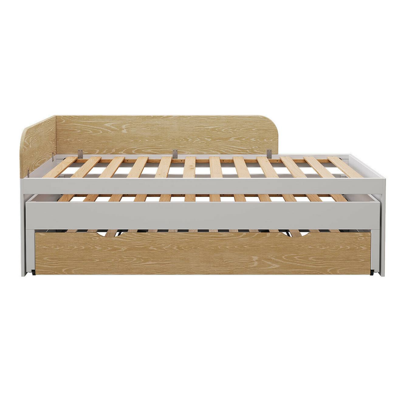 Pack Lit Gigogne Métal 3 Places Avec Matelas Bois Massif Noha Blanc Et Bois Pack Lit Gigogne Métal 3 Places Avec Matelas Bois Massif Noha Blanc Et Bois