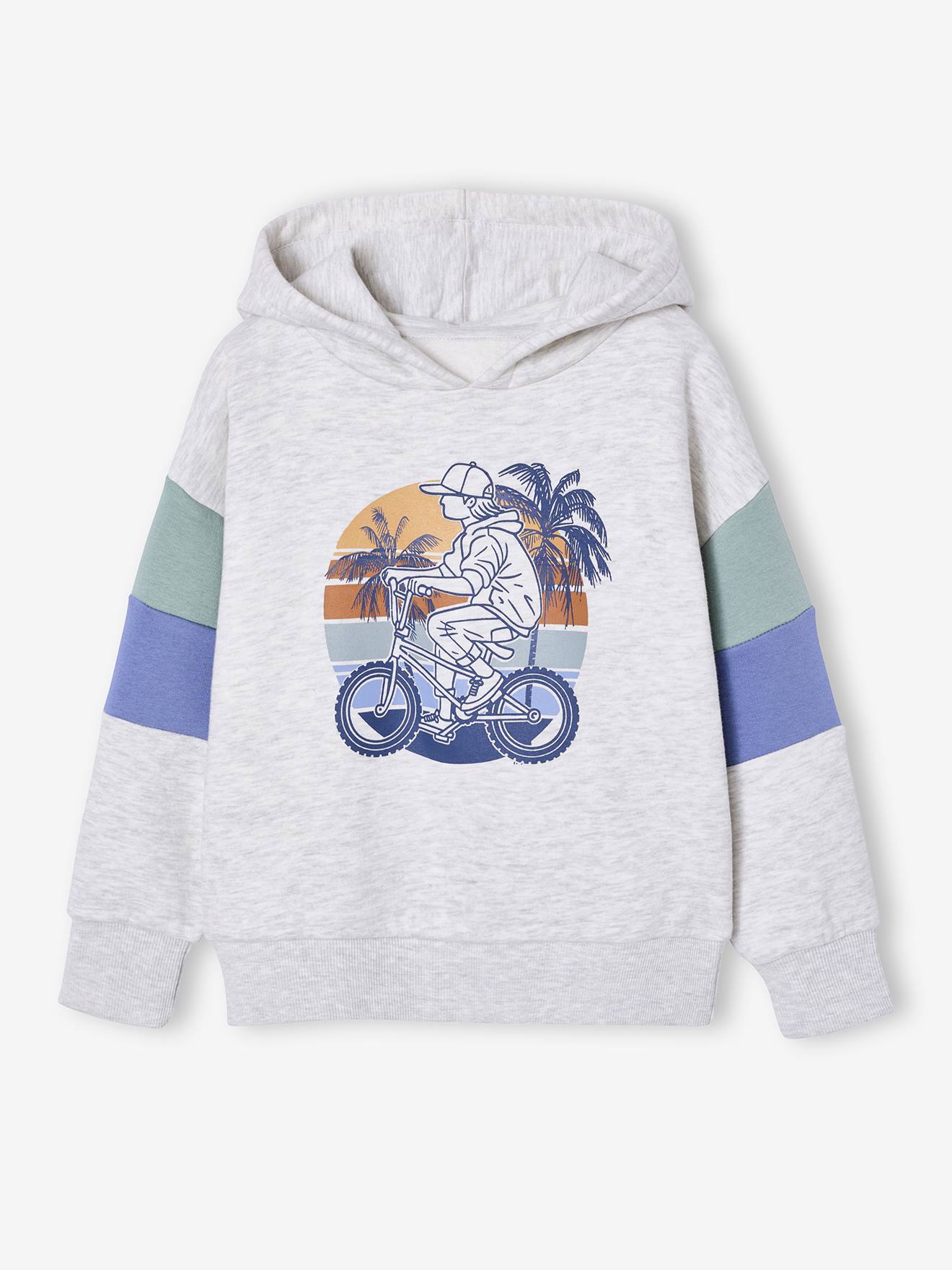 Sweat capuche imprimé blanc chiné