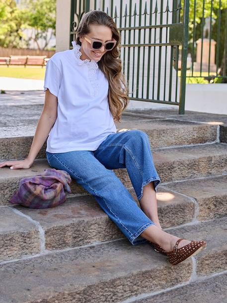 T-shirt de grossesse et allaitement brodé blanc 1 - vertbaudet enfant 