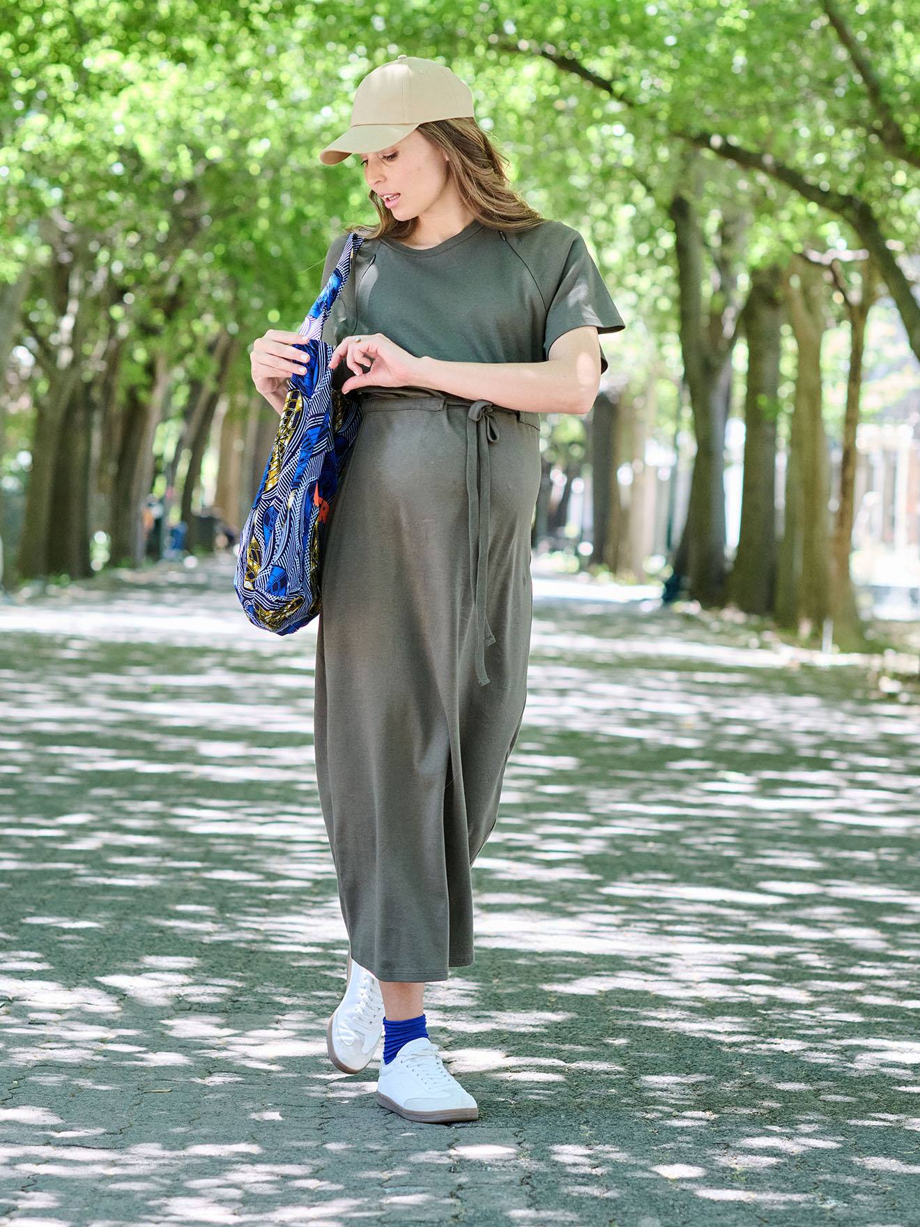 Robe longue grossesse et allaitement kaki Robe longue grossesse et allaitement kaki