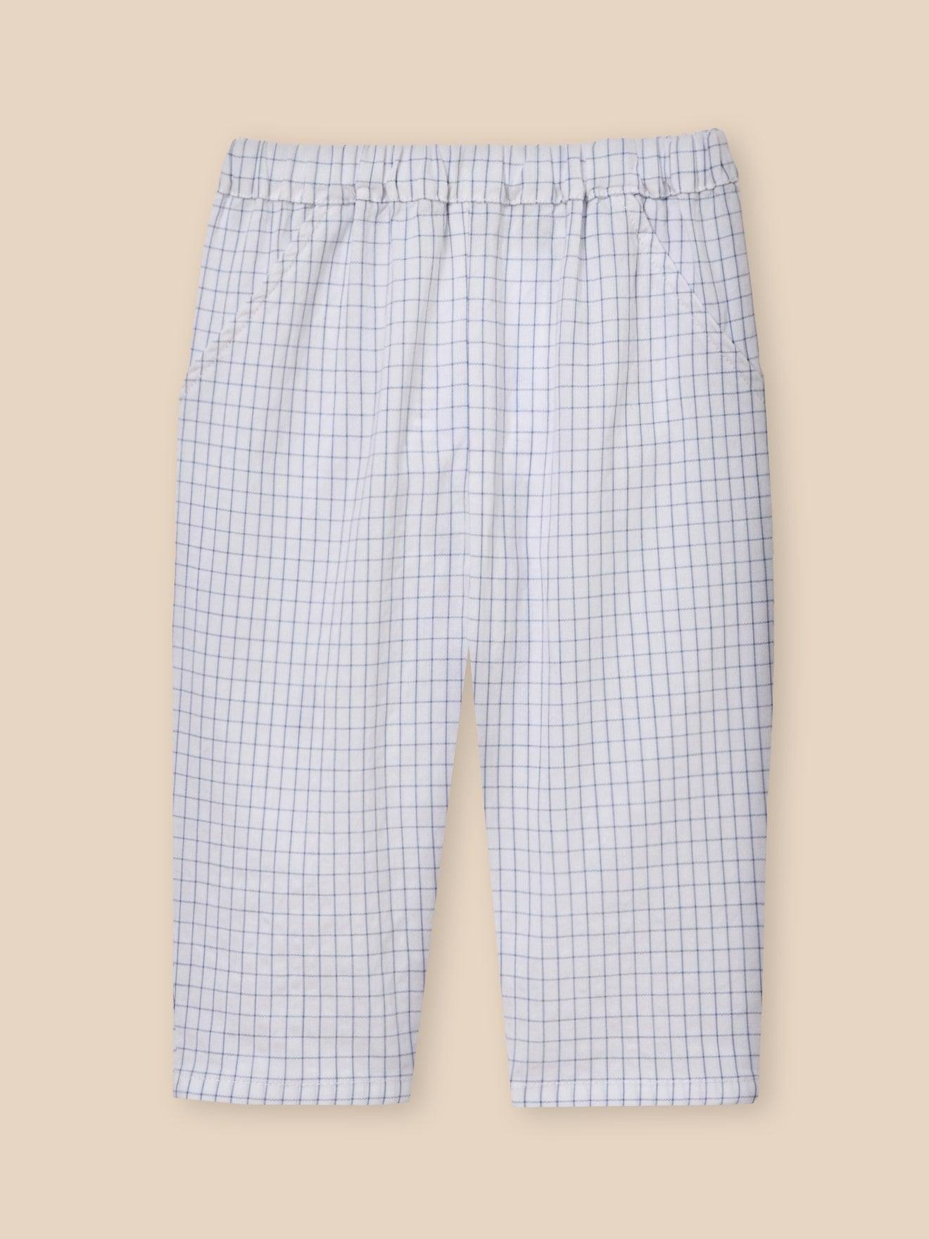 Pantalon Taille Élastiquée Bébé Carreaux Bleu