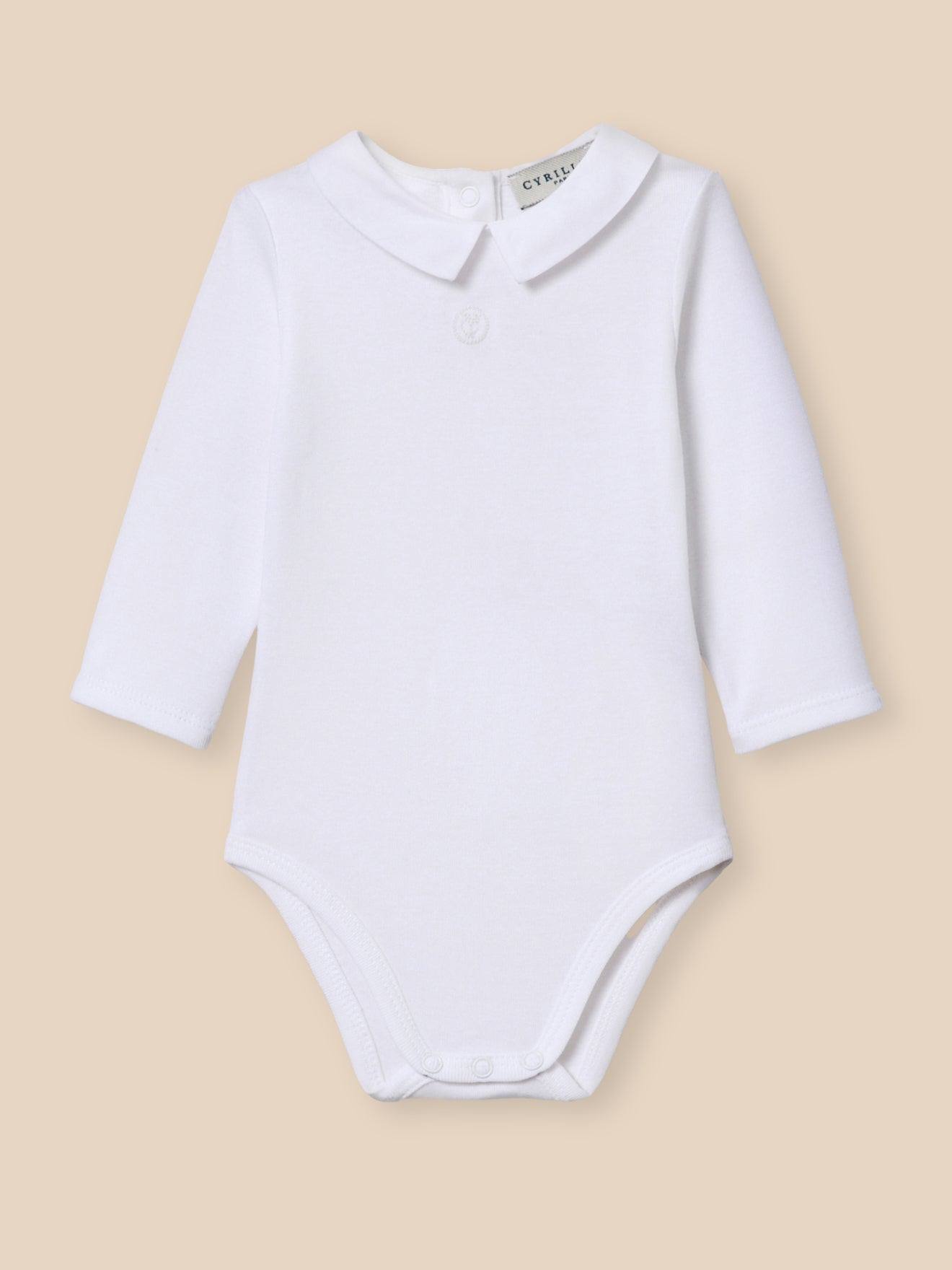 Body bébé col mac milan - coton biologique blanc casse
