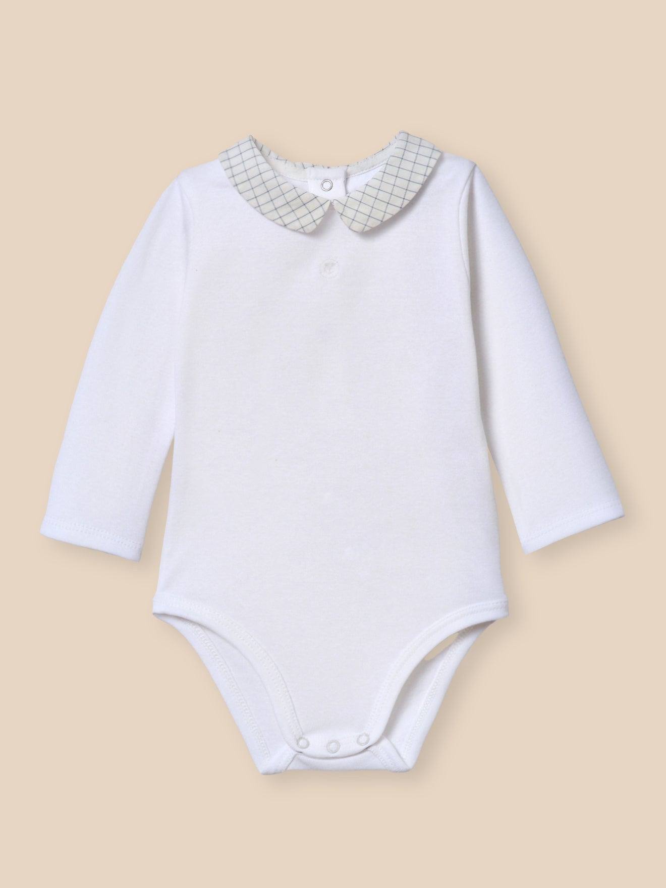 Body bébé col à carreaux - coton biologique carreaux bleu