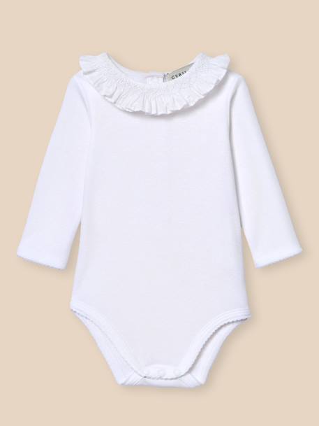 Bébé-Body bébé col avec smocks - coton biologique