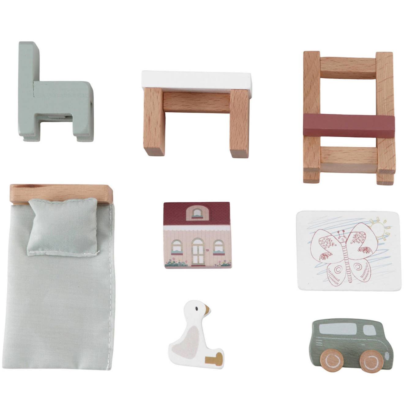 Set 7 Pièces Pour Chambre - Maison De Poupées Multicolore