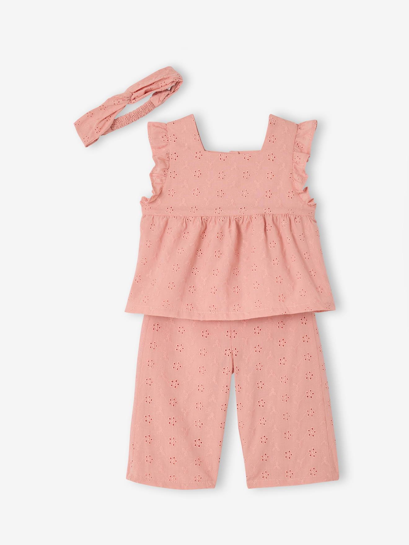 Ensemble bb fille broderie anglaise rose 27 €