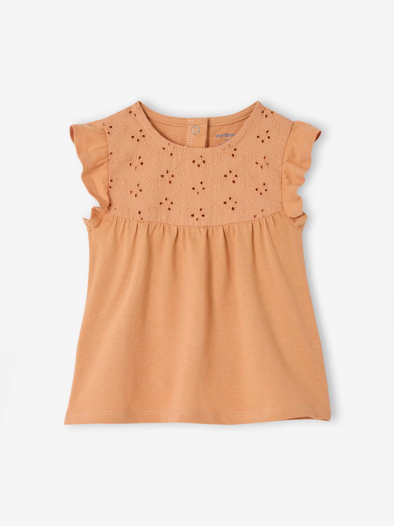 T-shirt manches courtes bb fille brod vieux rose 7 €