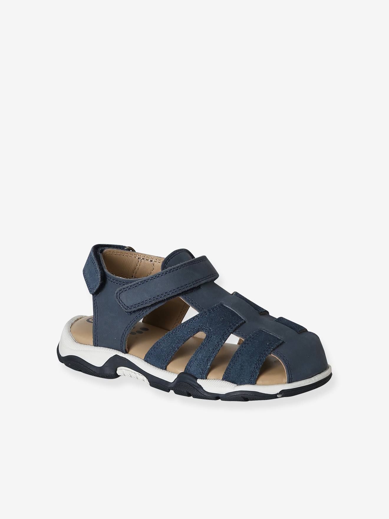 Sandales garçon cuir scratch lot bleu