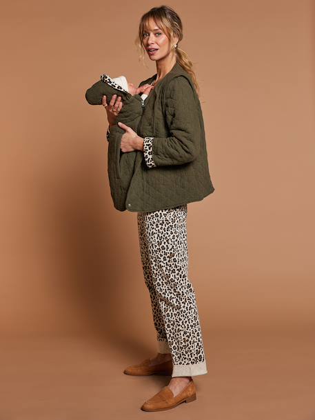 Veste matelassée évolutive avec protège-bébé grossesse et post grossesse en gaze de coton écru+kaki 22 - vertbaudet enfant 