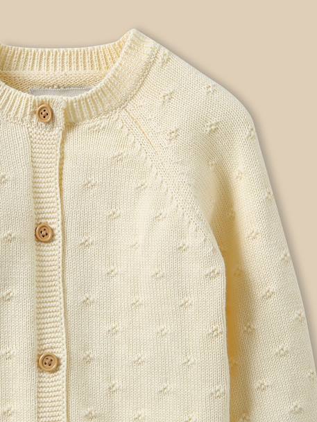 Cardigan maille ajourée bébé - coton biologique Ecru+Jaune pastel+Tangerine+Vert pastel 7 - vertbaudet enfant 