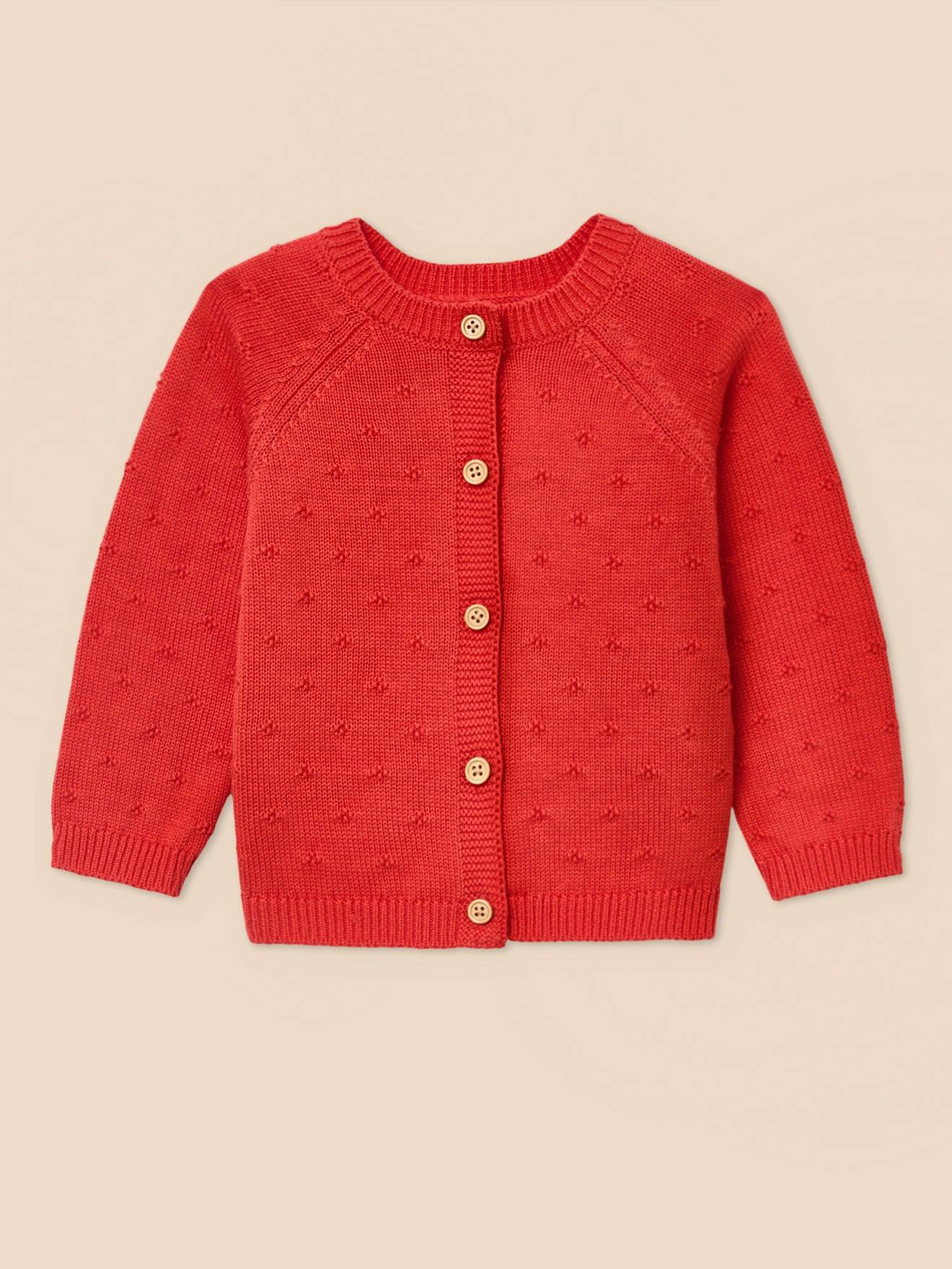 Cardigan Maille Ajourée Bébé - Coton Biologique Tangerine