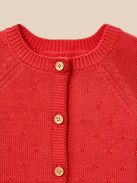 Cardigan maille ajourée bébé - coton biologique Ecru+Jaune pastel+Tangerine+Vert pastel 12 - vertbaudet enfant 