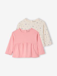 Lot 2 T-shirts manches longues bébé   - vertbaudet enfant