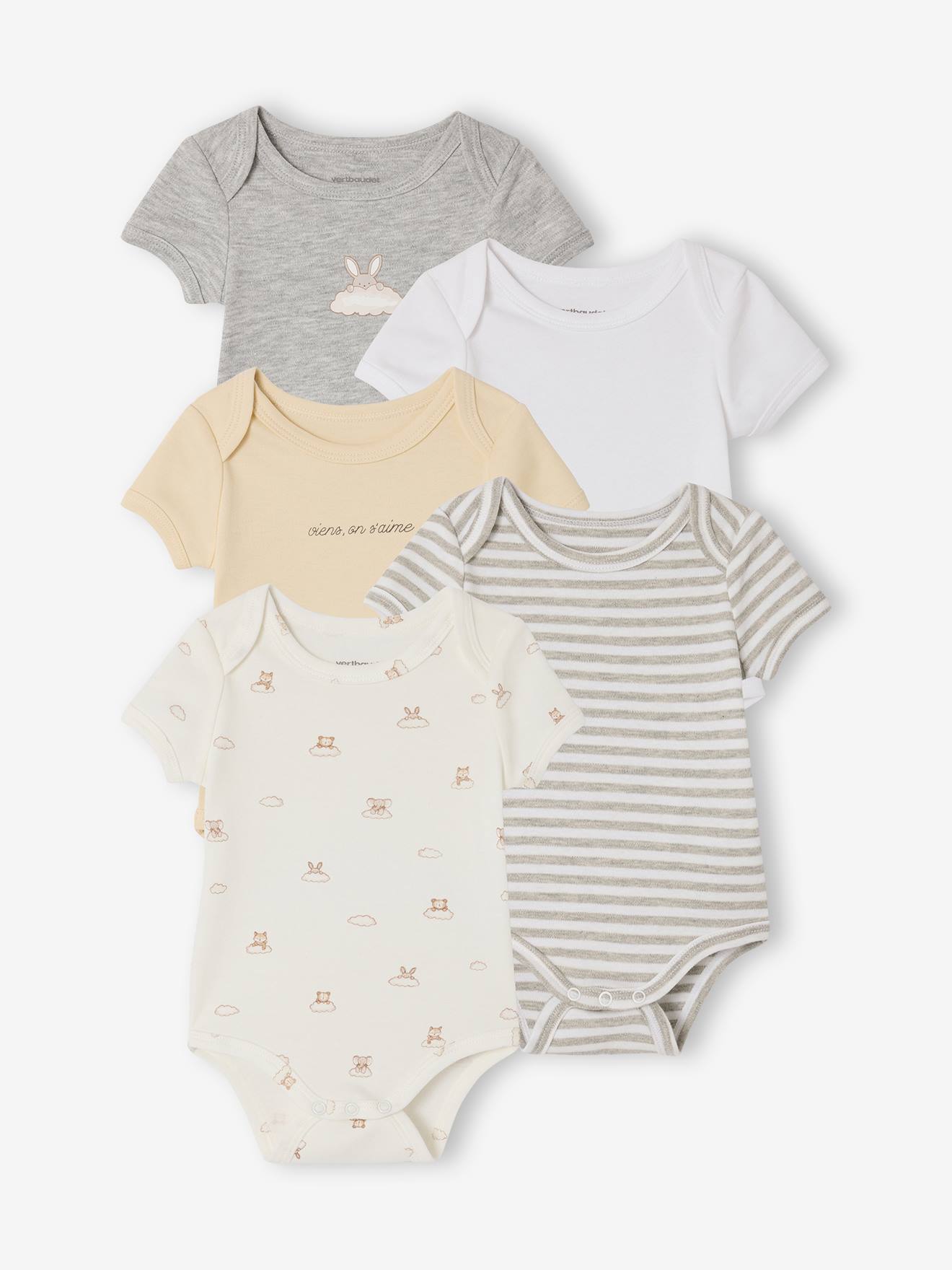 Lot 5 bodies manches courtes lapin nuage écru