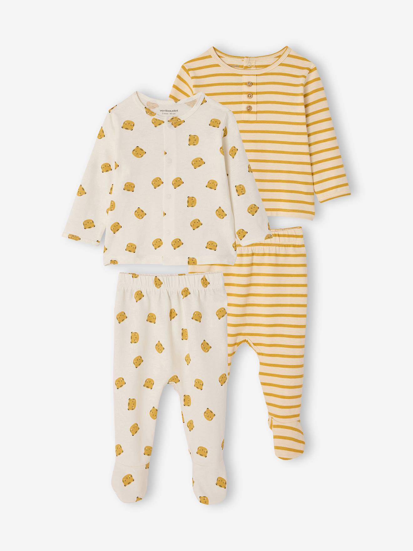 Lot 2 pyjamas garçon coton bio jaune